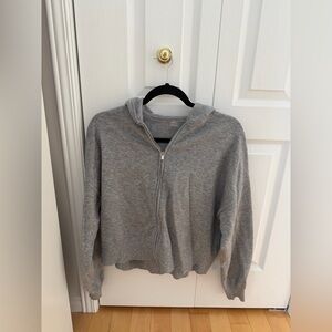 Reitmans Gray Zip-Up Hooded Cardigan Sweater